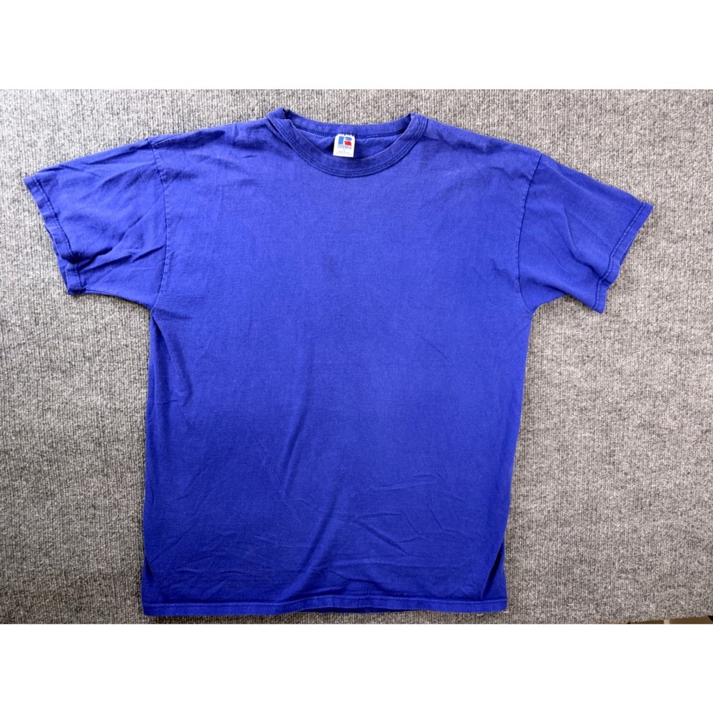 Vintage Russell Athletic T Shirt Mens Large Purple Blank USA Made Y2K Streetwear